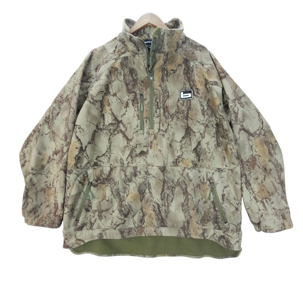 Streetwear Banded Fleece Pullover Mens 2XL Camo Quarter Zip Hunting Jacket